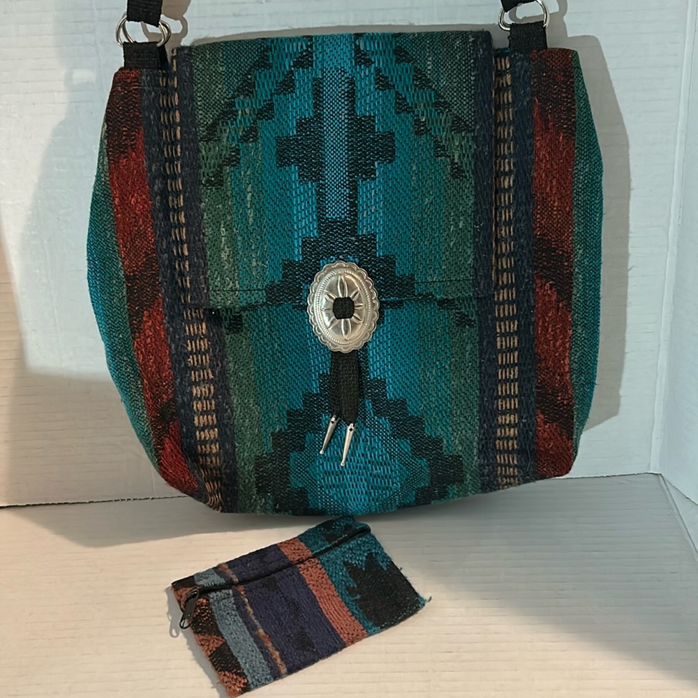 Native American Style Crossbody Bag featuring a woven southwest geometric print